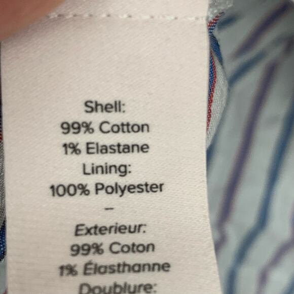 Cinq A Sept Blouse Lillian Faux Wrap Blue Red Stripe High Low Elastic Size Small - Picture 10 of 10